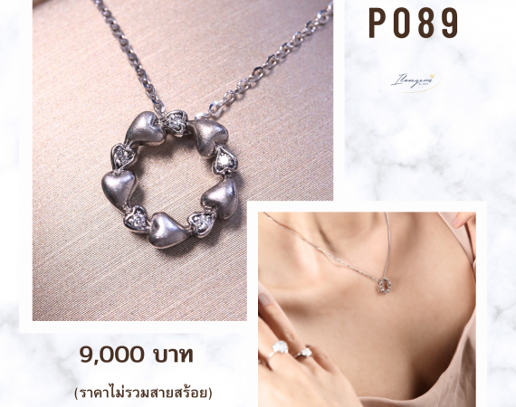 จี้เพชรทรงกลมประดับเพชร จี้เพชรทรงกลมลายหัวใจประดับเพชร จี้หัวใจประดับเพชร จี้สไตล์มินิมอลประดับเพชร